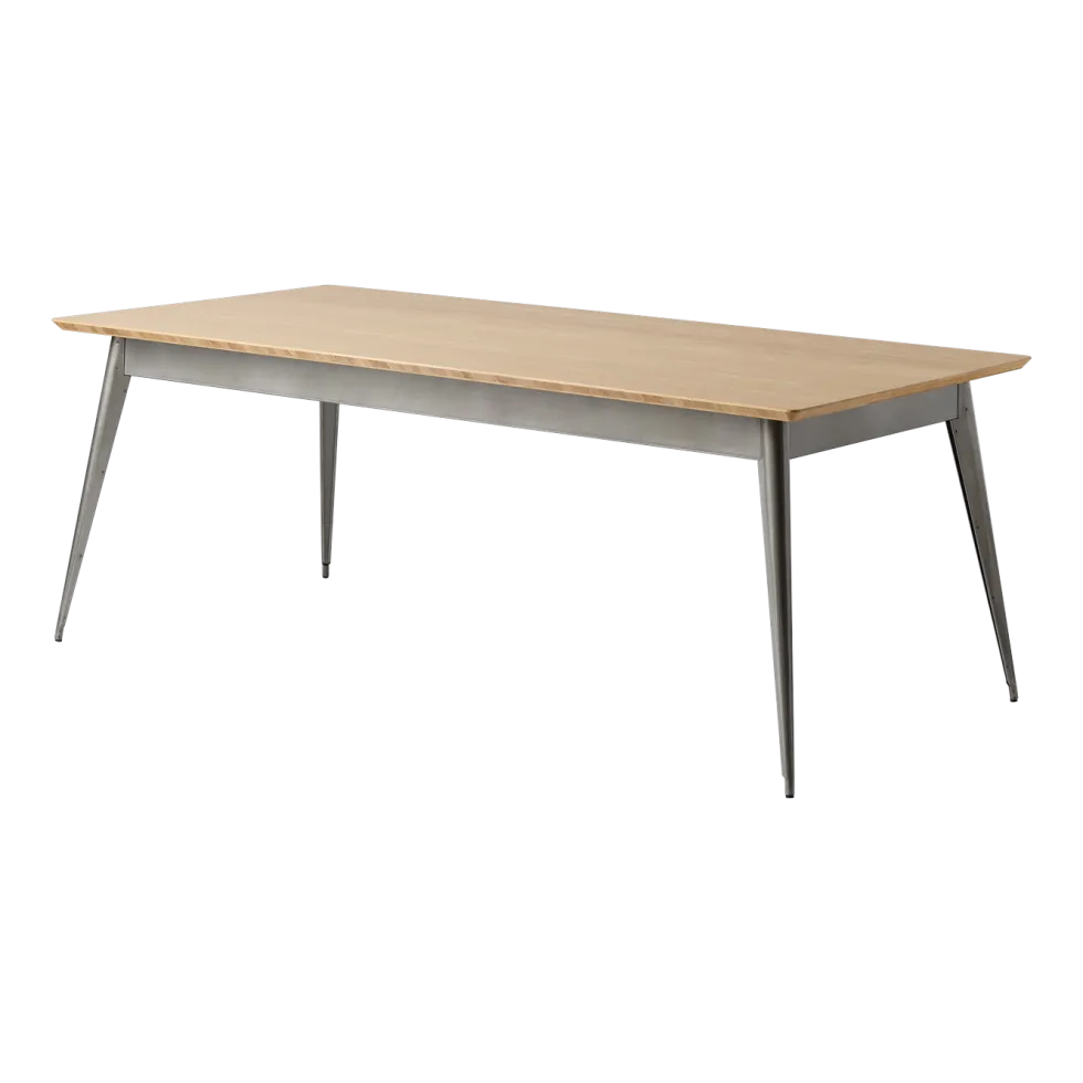 Table rectangulaire en chêne et acier brut vernis 200x95cm 55 - Tolix