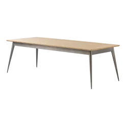 Table rectangulaire en chêne et acier brut vernis 240x100cm 55 - Tolix