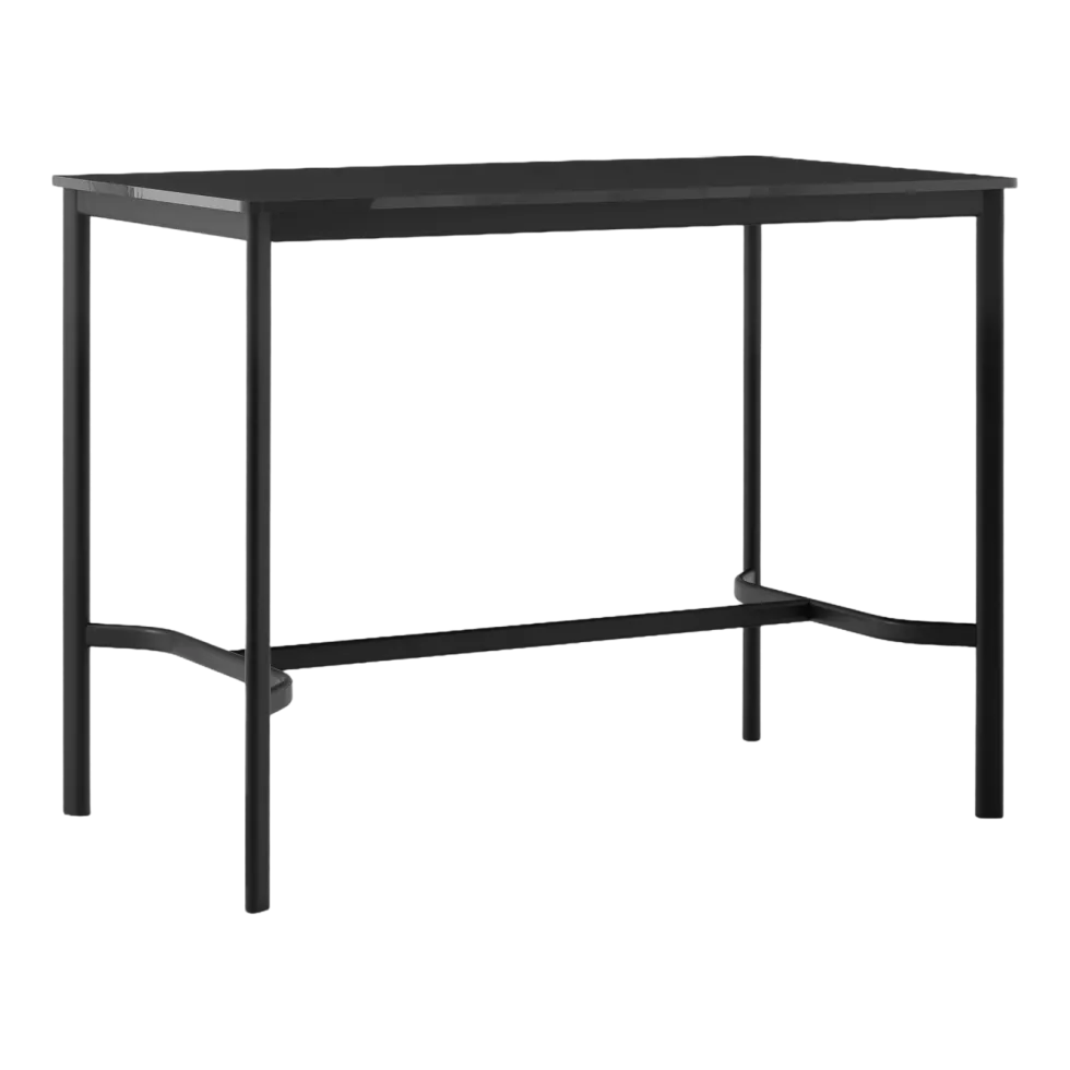 Table rectangulaire haute en acier noire et piètement noir 140 x 80 x 105 cm Drip HW114 - &tradition