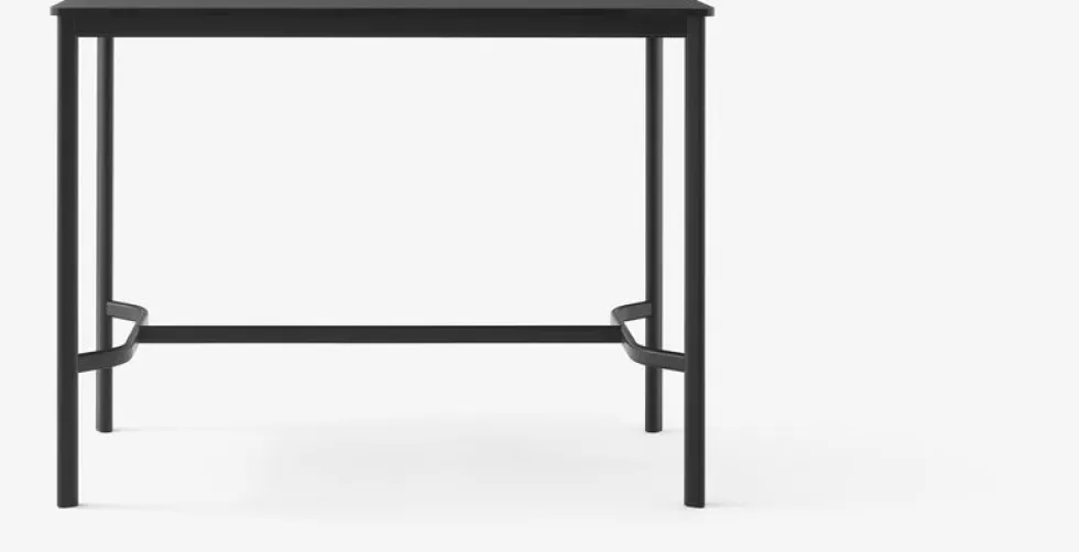 Table rectangulaire haute en acier noire et piètement noir 140 x 80 x 105 cm Drip HW114 - &tradition