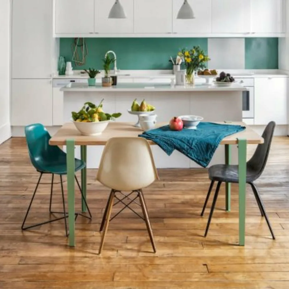 Table rectangulaire L Baltazar pieds gris eucalyptus 75 cm - TIPTOE