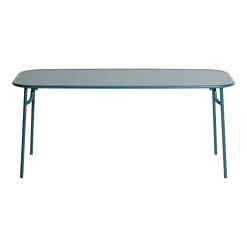 Table repas d'extérieure rectangle à lattes en aluminium bleu océan 180cm Week end - Petite friture