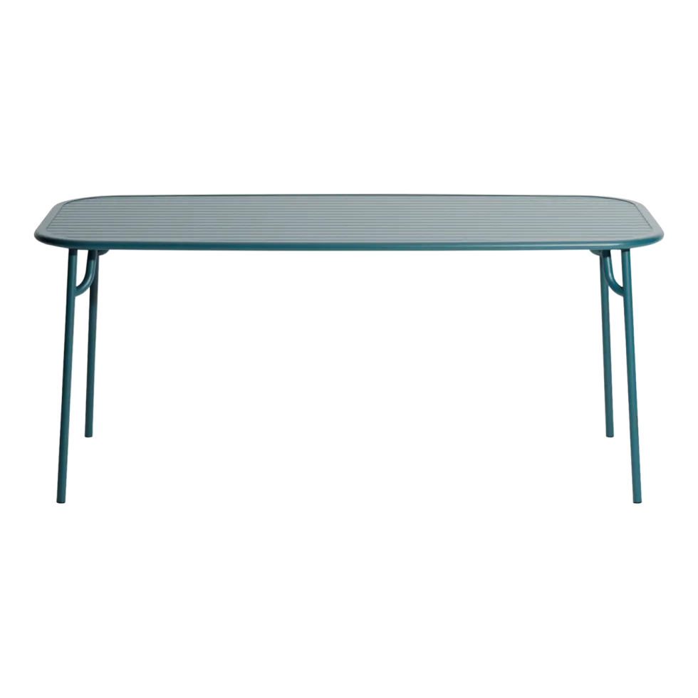 Table repas d'extérieure rectangle à lattes en aluminium bleu océan 180cm Week end - Petite friture