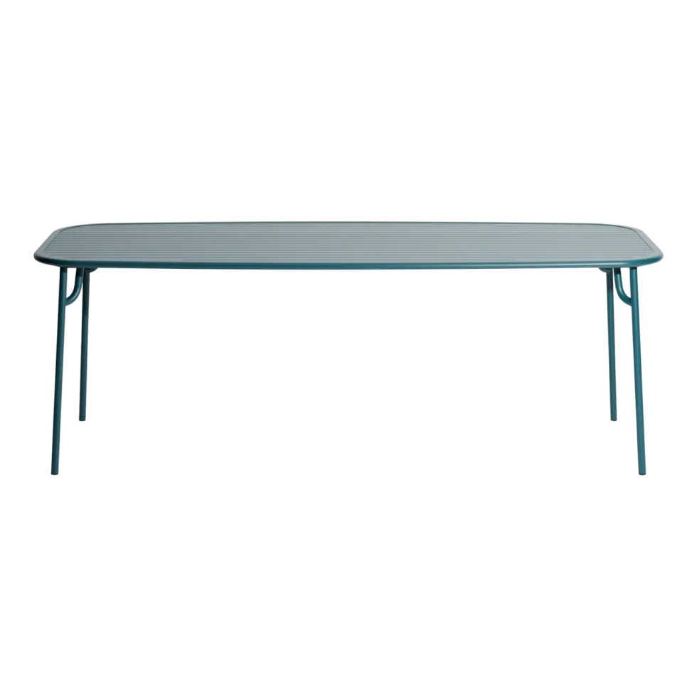 Table repas d'extérieure rectangle à lattes en aluminium bleu océan 220cm Week end - Petite friture