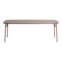 Table repas d'extérieure rectangle à lattes en aluminium rouge brun 220cm Week end - Petite friture