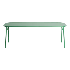 Table repas d'extérieure rectangle à lattes en aluminium vert menthe 220cm Week end - Petite friture