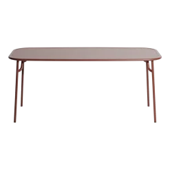 Table repas d'extérieurer rectangle à lattes en aluminium rouge brun 180cm Week end - Petite friture