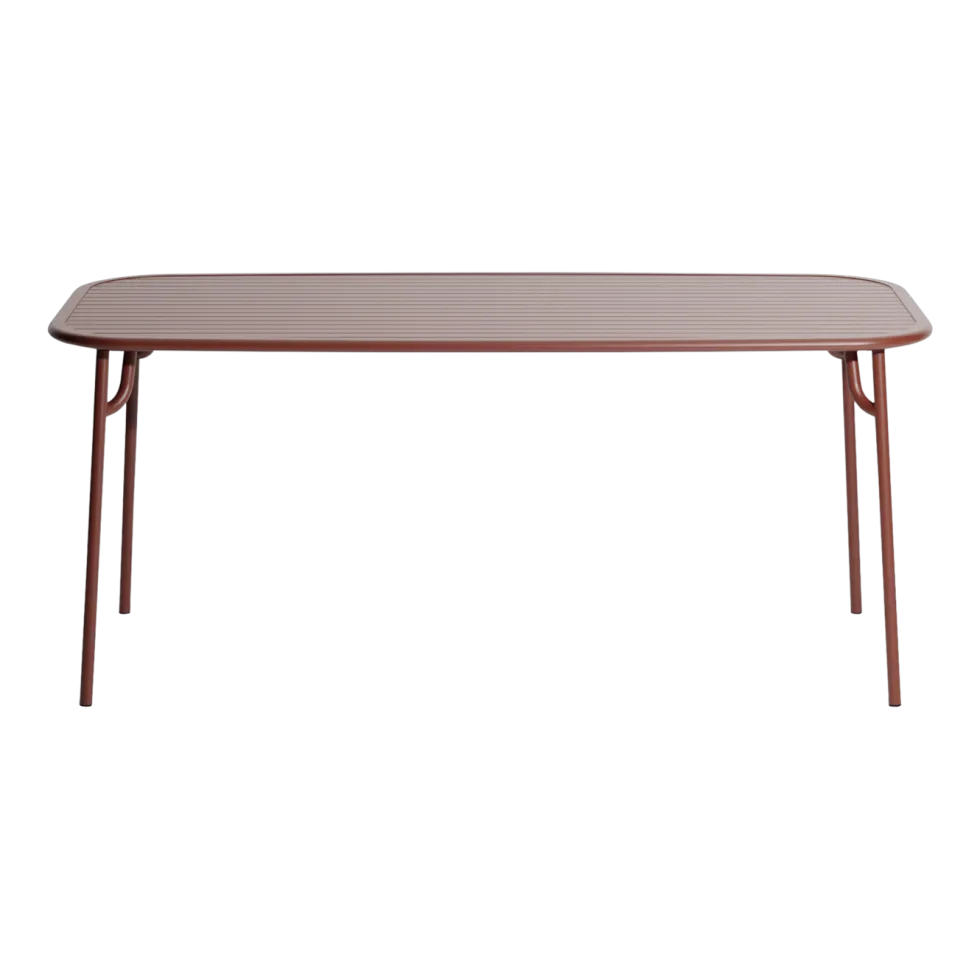 Table repas d'extérieurer rectangle à lattes en aluminium rouge brun 180cm Week end - Petite friture