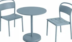 Table ronde d'extérieur en acier bleu ciel 70 x 73 cm Linear - Muuto