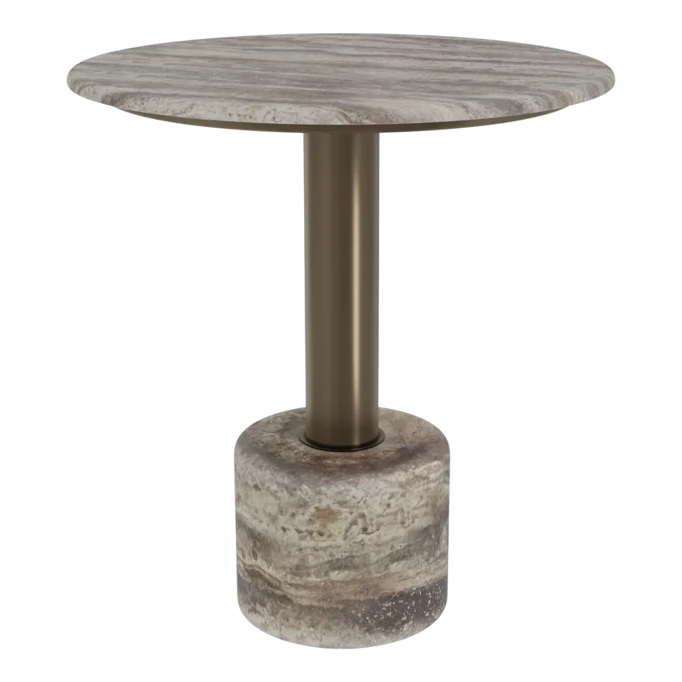 Table ronde en acier inoxydable et marbre gris 70x76cm Cooper - Versmissen