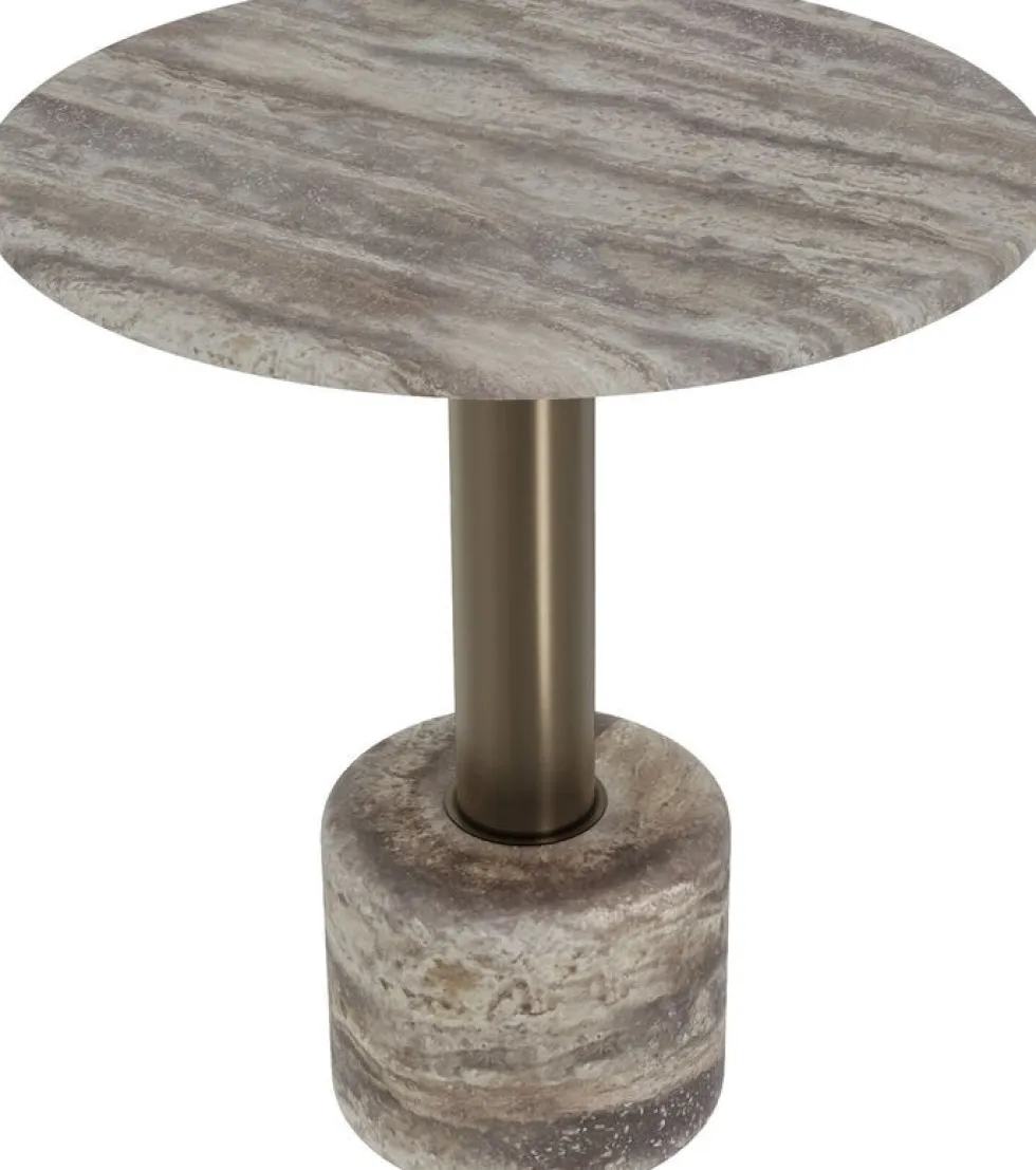 Table ronde en acier inoxydable et marbre gris 70x76cm Cooper - Versmissen