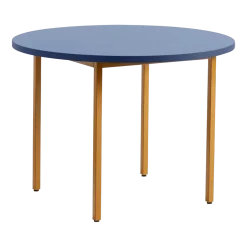 Table ronde en acier thermolaqué ocre et bleu 105cm Two-colour - Hay