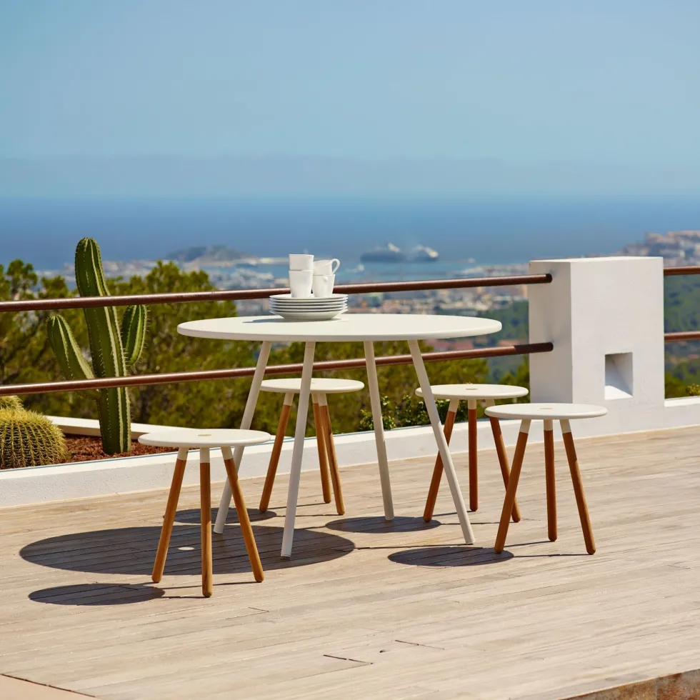 Table ronde en aluminum blanc Area - Cane-Line