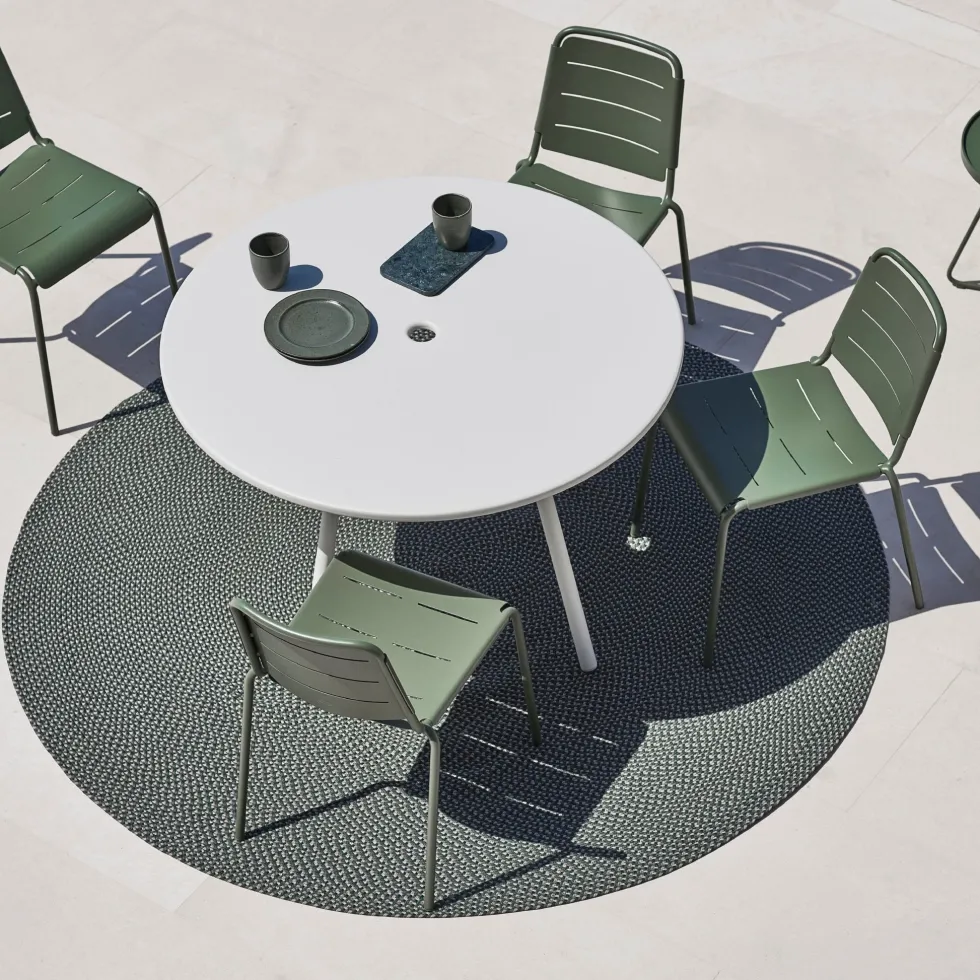 Table ronde en aluminum blanc Area - Cane-Line