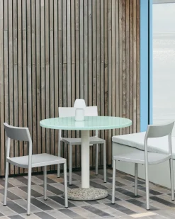 Table ronde en céramique vert menthe 90x74cm - Hay