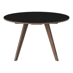 Table ronde en stratifié fenix noir et noyer massif huilé 123,5 cm New Mood - Bolia