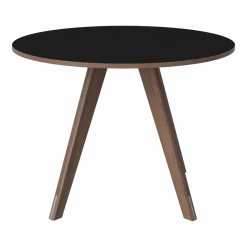 Table ronde en stratifié fenix noir et noyer massif huilé 100 cm New Mood - Bolia