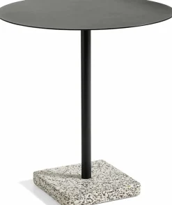 Table ronde plateau noir et pied terrazzo anthracite 70 cm - HAY