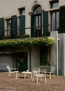 Tables basse ronde de jardin en acier ivoire 70x37cm Thorvald SC108 - &tradition