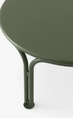 Tables basse ronde de jardin en acier vert bronze 70x37cm Thorvald SC108 - &tradition