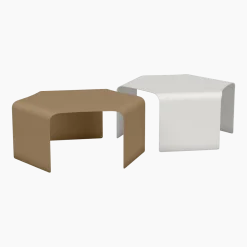 2 Tables basses en acier blanc et sable Ponant - Matière Grise