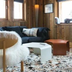 2 Tables basses en acier olive et baby pink Ponant - Matière Grise