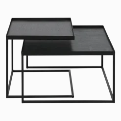 2 Tables basses en métal carrées à plateaux S et L - Ethnicraft Accessories