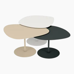 3 Tables basses gigognes blanc, crème et anthracite Galet - Matière Grise