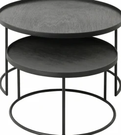2 tables basses gigognes en métal à plateau rond 62 cm - Ethnicraft Accessories