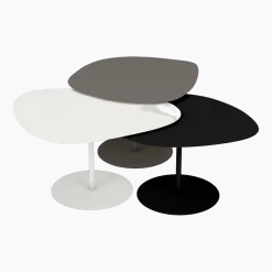 3 Tables basses gigognes taupe, blanc et noir mat Galet - Matière Grise