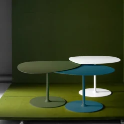 3 Tables basses gigognes terracotta, taupe et bronze Galet - Matière Grise