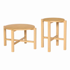 2 Tables basses rondes en bois de chêne naturel Four - Hübsch