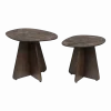 2 Tables d'appoint en bois de manguier et céramique marron Oréa - The Cool Republic