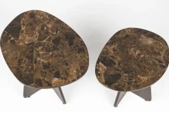 2 Tables d'appoint en bois de manguier et céramique marron Oréa - The Cool Republic