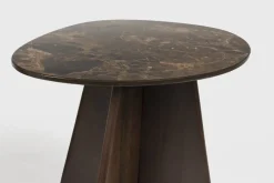 2 Tables d'appoint en bois de manguier et céramique marron Oréa - The Cool Republic