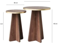 Tables d'appoint en bois marron foncé et or Mushroom - Home Design