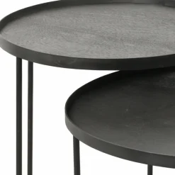 2 tables d'appoint en métal à plateau rond S/L - Ethnicraft Accessories