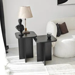 Tables d'appoints en bois noir Blues set - Home Design