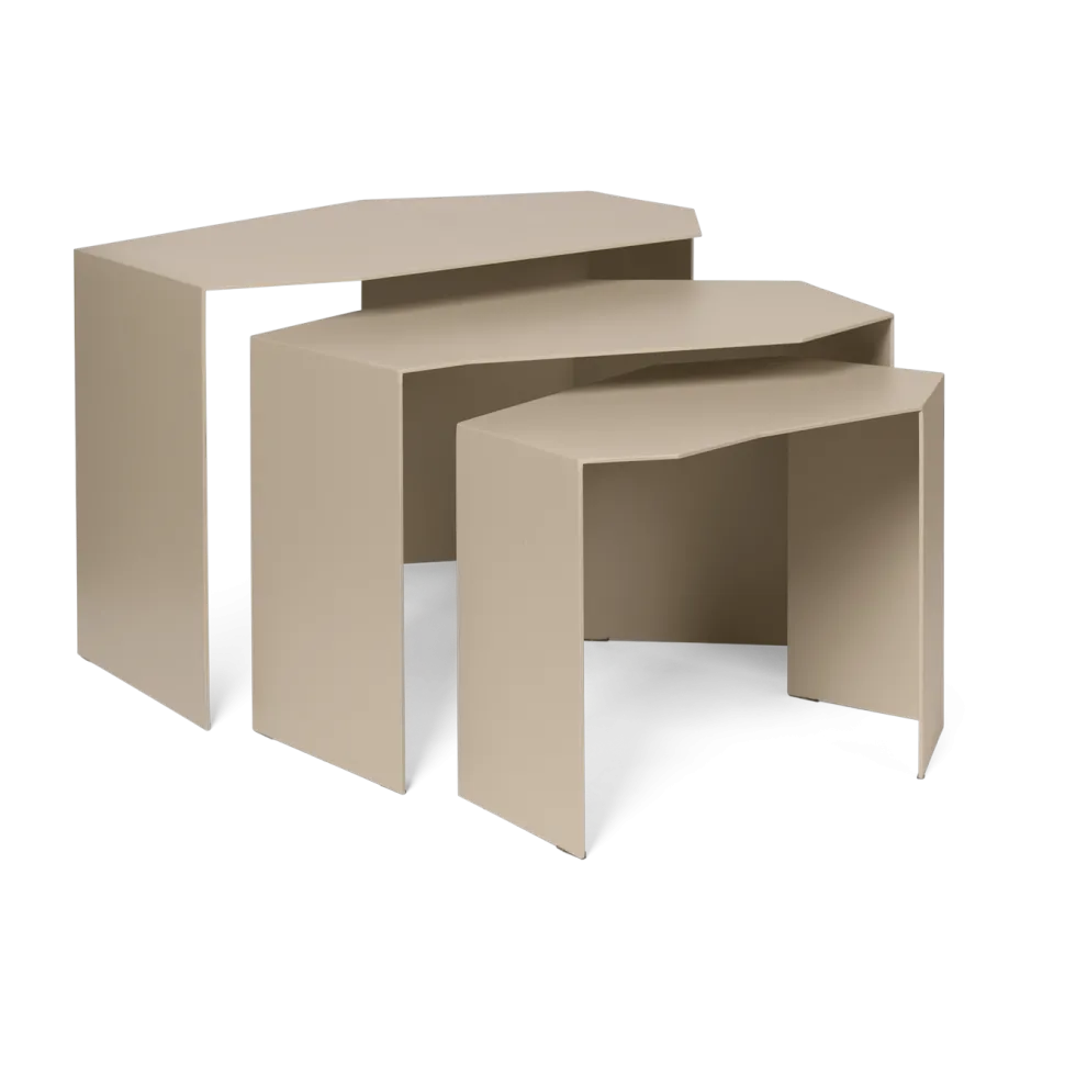 3 tables gigognes en acier cachemire Shard - Ferm living