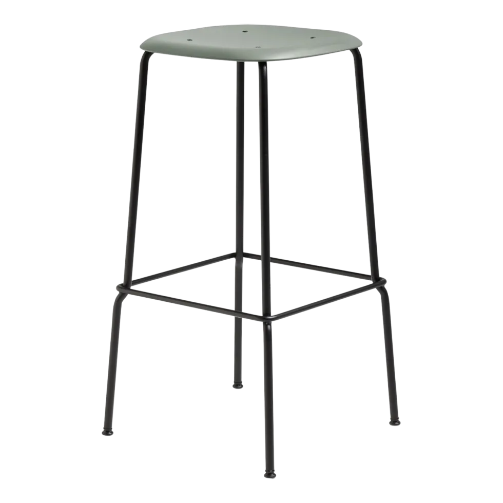 Tabouret acier et polypropylène dusty green et noir 75 cm Soft Edge 85 - Hay