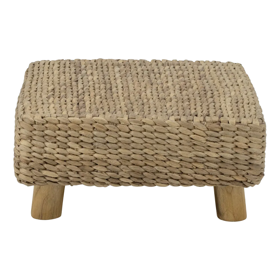 Tabouret carré en jacinthe d'eau naturelle marron 50 x 50 cm Mojo - Bloomingville Mini