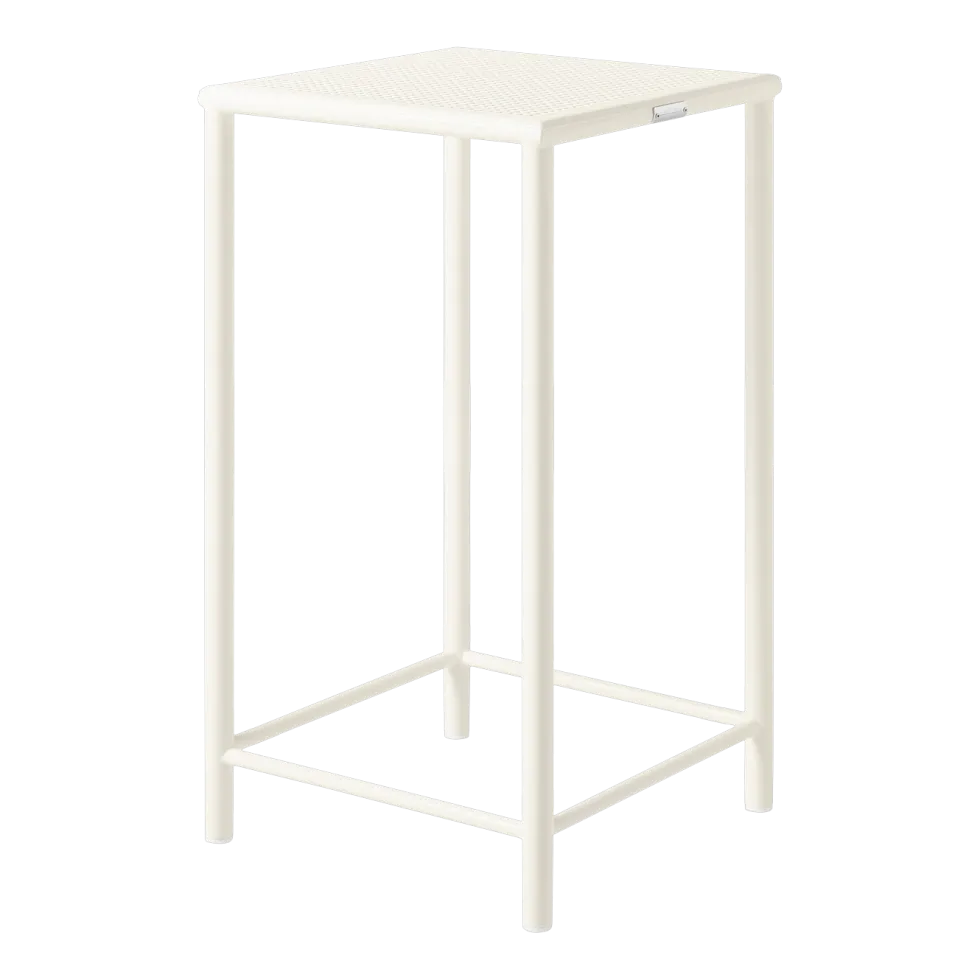 Tabouret de bar carré en acier tressé blanc perlé 75cm T37 - Tolix