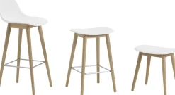 Tabouret de bar 65cm blanc piétement en chêne Fiber - Muuto