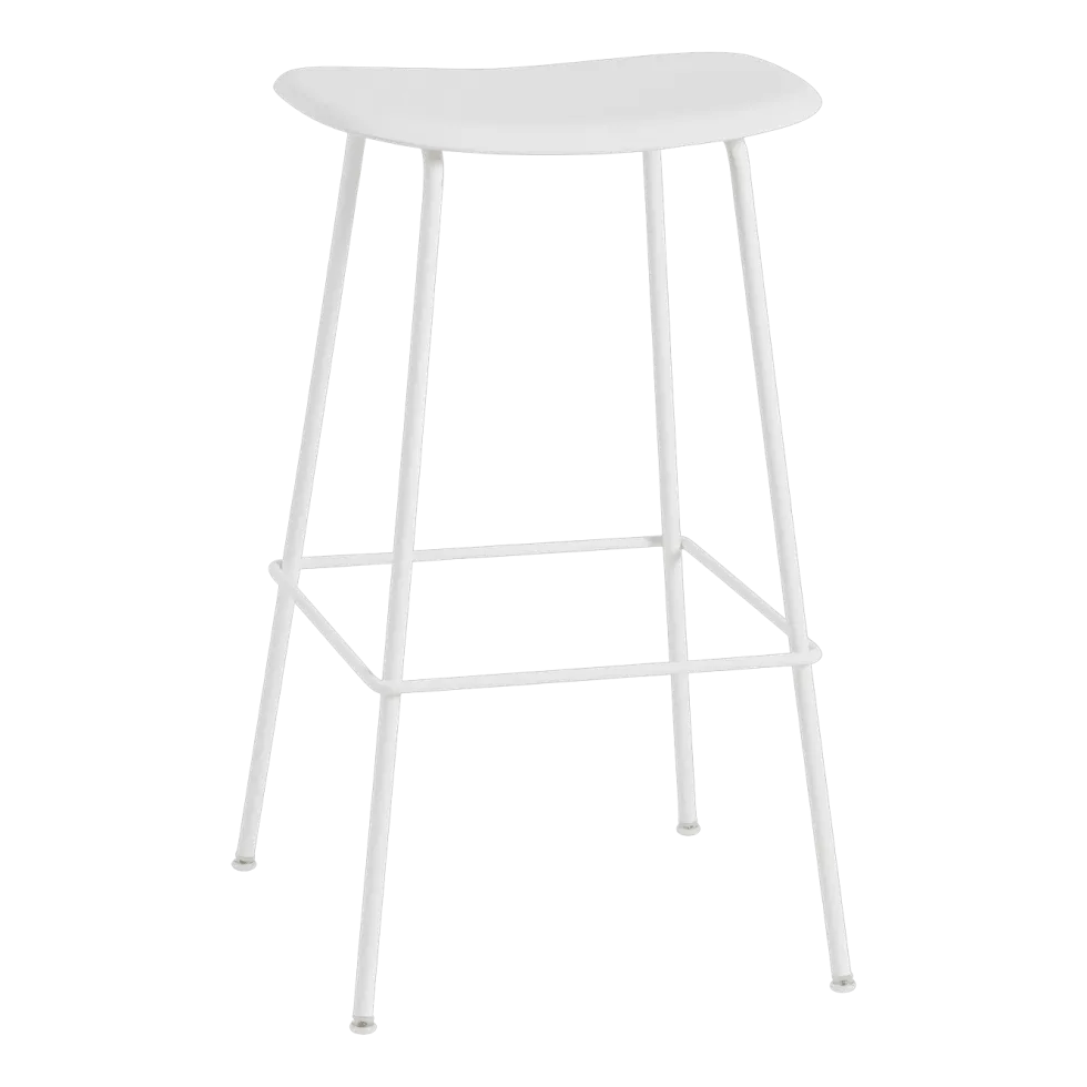 Tabouret de bar 75 cm blanc piétement tubes Fiber - Muuto