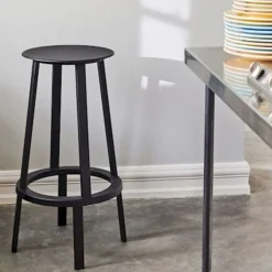 Tabouret de bar 65cm en aluminium gris Revolver - HAY