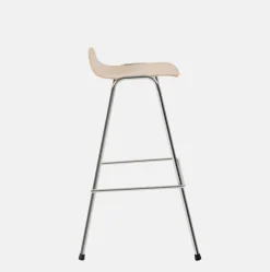 Tabouret de bar 75 cm en bois naturel et cadre argenté Touchwood - Hem