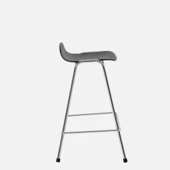 Tabouret de bar 65 cm en bois noir et cadre argenté Touchwood - Hem