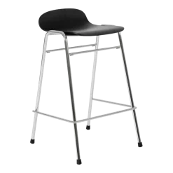 Tabouret de bar 65 cm en bois noir et cadre argenté Touchwood - Hem