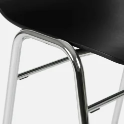Tabouret de bar 65 cm en bois noir et cadre argenté Touchwood - Hem