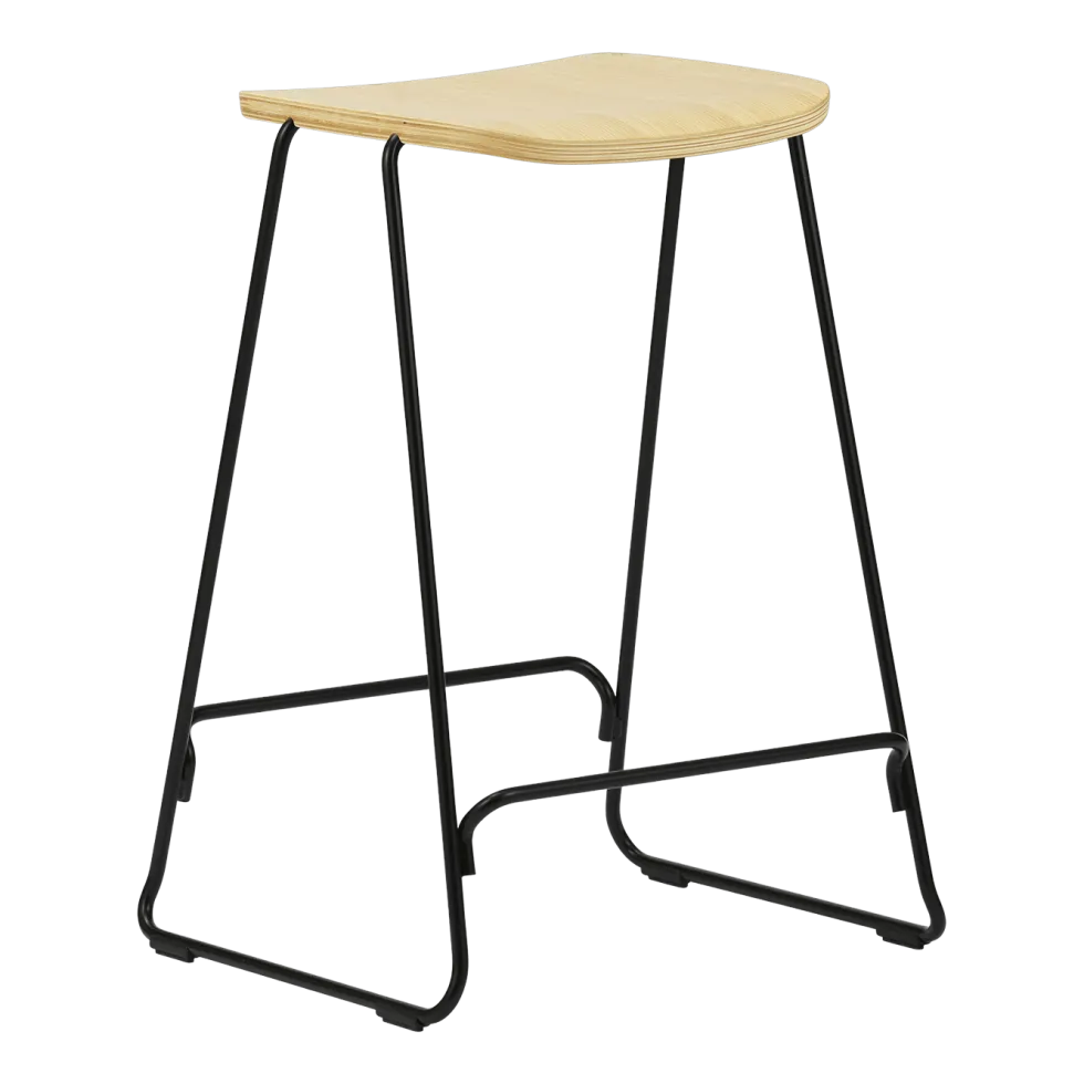 Tabouret de bar 65 cm en chêne et acier noir Just noir/ Oak - Normann Copenhagen
